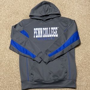 Penn College gray blue hoodie Sz med good condition